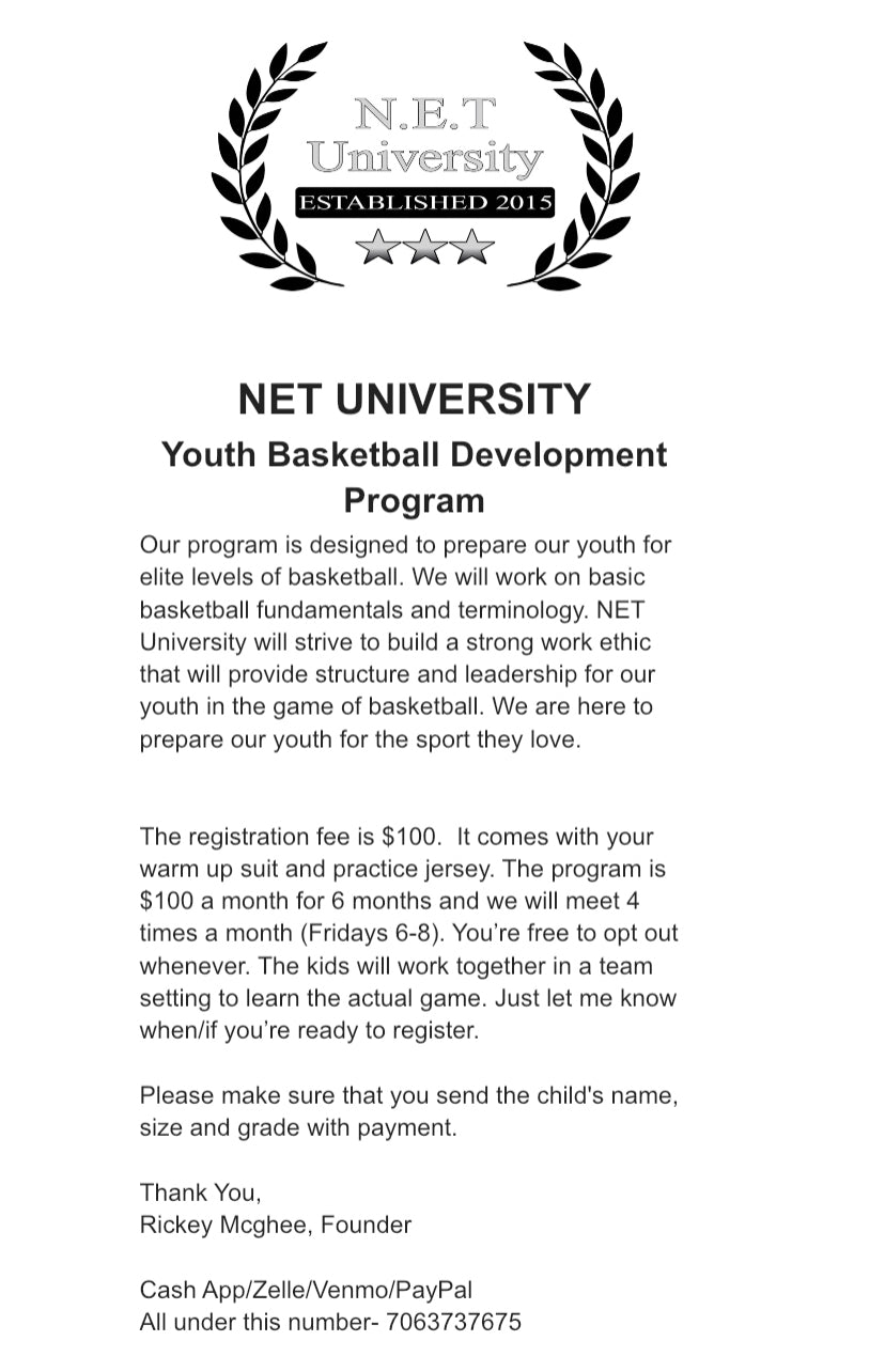 N.E.T youth basketball development program registration