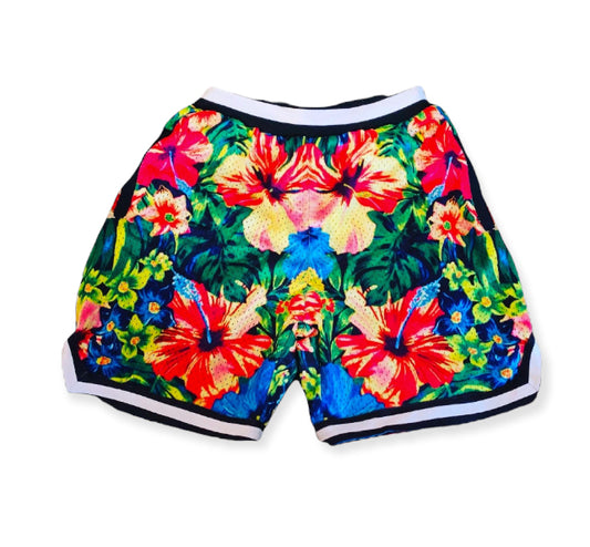 Floral print mesh short 2